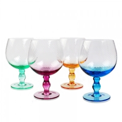 Mouth Blown crystal colored stem red white wine glass