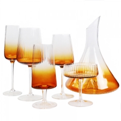 Mouth-blown lead-free crystal spray color amber smoke glass decanter