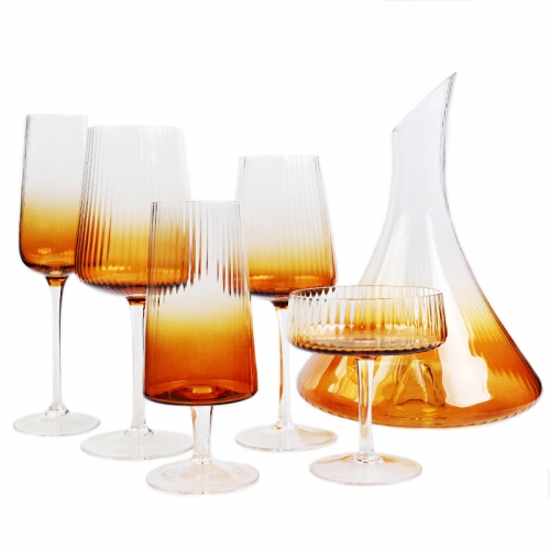 Mouth-blown lead-free crystal spray color amber smoke glass decanter