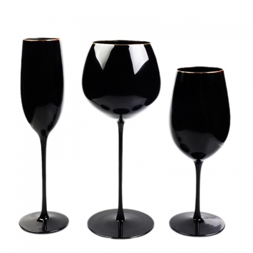 Mouth-blown lead-free crystal spray color gold rim red wine champagne white wine water glass