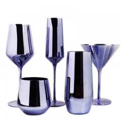 Mouth-blown lead-free plating red white champagne martini highball lowball glass
