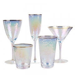 Mouth-blown lead-free crystal plating color gold rim red wine champagne martini low ball high ball water glass