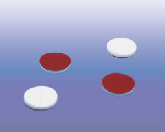 Septa for 9mm Royal screw thread cap, white PTFE only, 0.010" thick