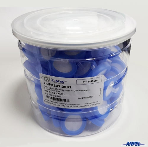PRECLEANTM 25mm Syringe Filter PP membrane, 0.45 μm, light blue