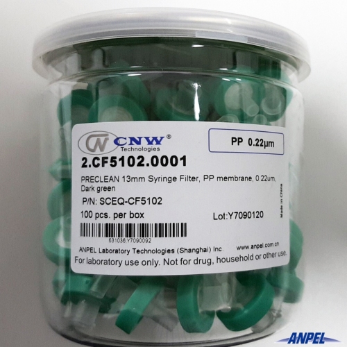 PRECLEANTM 13mm Syringe Filter PP membrane, 0.22 μm, invisible green