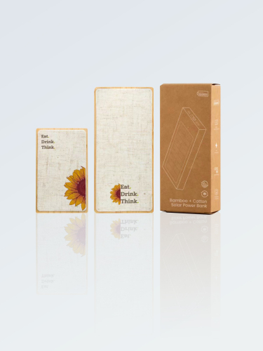 Bamboo Shell Solar Power Bank, FSC Certified Bamboo Material, 5000mAh, 10000mAh, Type C, Micro USB Dual Charging Ports for High-Speed Charging.