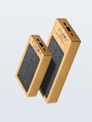 Bamboo Shell Solar Power Bank, FSC Certified Bamboo Material, 5000mAh, 10000mAh, Type C, Micro USB Dual Charging Ports for High-Speed Charging.