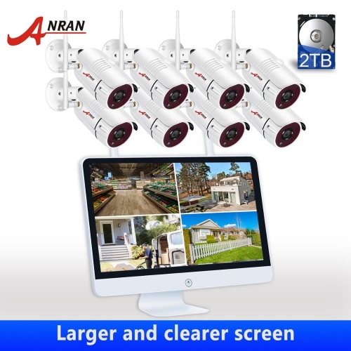 ANRAN 8 ch 1296P outdoor high definition security camera systems 15 inch LCD screen nvr kit home smart security system
