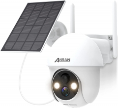 【360° View & Spotlight】 Wireless Battery Security Camera Outdoor, ANRAN 1080P WiFi Pan/Tilt Solar Powered Camera with Two-Way Audio,Human Detection