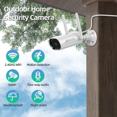 Outdoor Security Cameras, ANRAN 1080P Wireless Surveillance Camera for Home Security with Two-Way Audio, IP65 Waterproof, 2.4Ghz WiFi, Use Wired Power