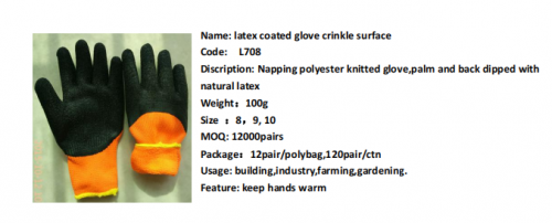 Tingxing latex coated glove crinkle surface