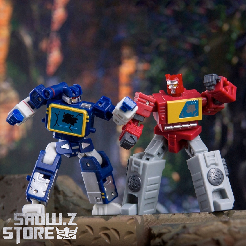 Dr.Wu & Mechanic Studio DW-E02D Monitor Soundwave & DW-E16D Sound Master Blaster Battle Damaged Version Set of 2
