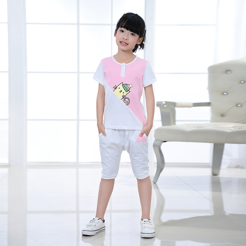 Wholesale Kids short sleeve tshirt Clothes Set Children Girls Boutique Clothing for 2016