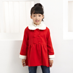 Girls christmas dress clothing fashion kids woolen long red winter coat
