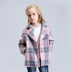 6 years old girls long sleeve plaid jacket coats check wool coat for kids