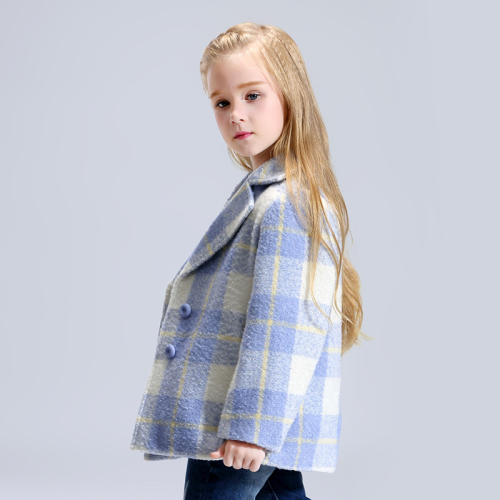 6 years old girls long sleeve plaid jacket coats check wool coat for kids