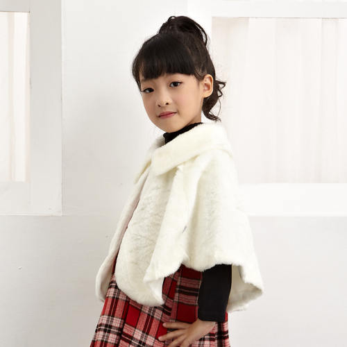 New Style Wholesale  White Fake Fur Kids Shawls