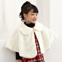 New Style Wholesale  White Fake Fur Kids Shawls