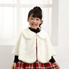 New Style Wholesale  White Fake Fur Kids Shawls