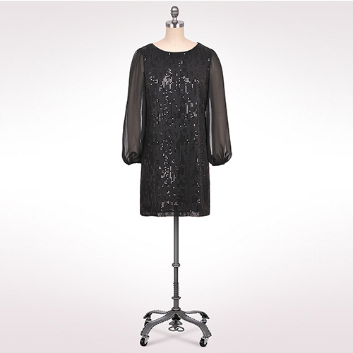 Black chiffon long sleeve sequin dress wholesale alibaba