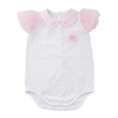 Wholesale baby clothes white sweet little dot baby romper
