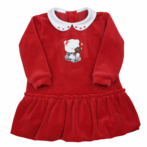 Red long sleeve soft cotton baby dresses
