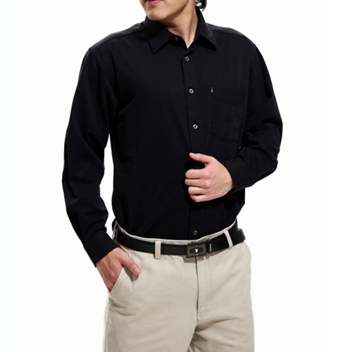 Luxury design solid black color long sleeve men shirt