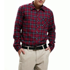 New arrival comfortable red plaid polo slim fit shirts design for men