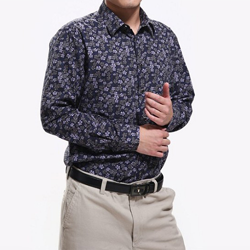 Wholesale long sleeve 100% flower print mens polo shirts made in china