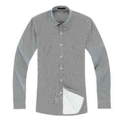 Mens fashion long sleeve slim fit breathable casual shirts with pointed collar