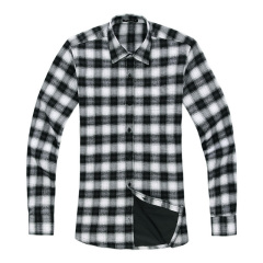 Nice-looking black white plaid italian mens designer polo denim shirt