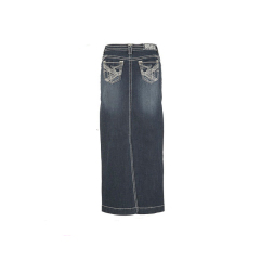 Women long length straight jeans front pocket simple design casual skirt