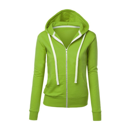 Spring women fashion leisure zipper sweat fleece custom hoodies