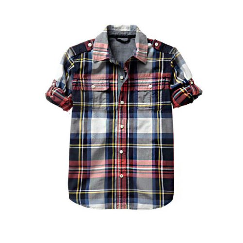 China wholesale clothing for boys fancy oxford plaid dress shirts kids shirts