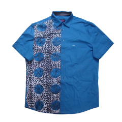 Short sleeve african wax latest shirt designs for men dress shirts with african printing
