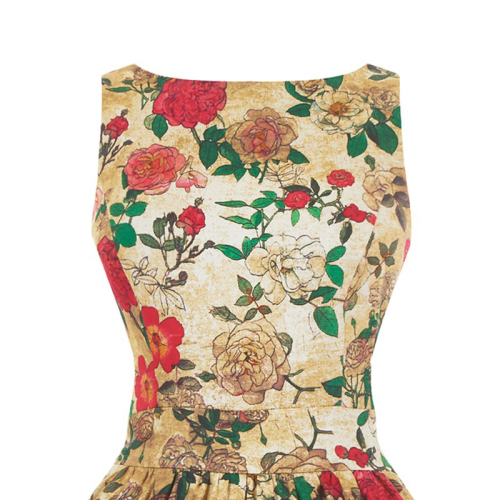 Women Authentic Vintage Style Antique Rose Tea Dress