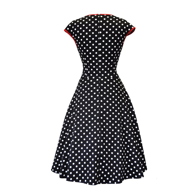 Black Polka Dots Lady Isabella Casual Vintage Clothing Dress