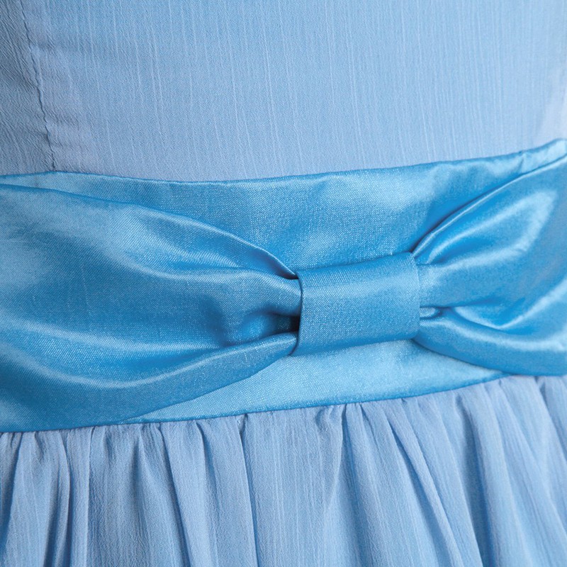 Lady summer sleeveless White blue chiffon dresses