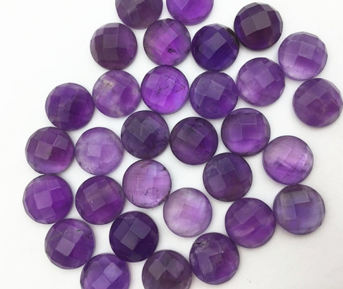 Amethyst Round Cabchon Faceted 10mm Jewelry DIY