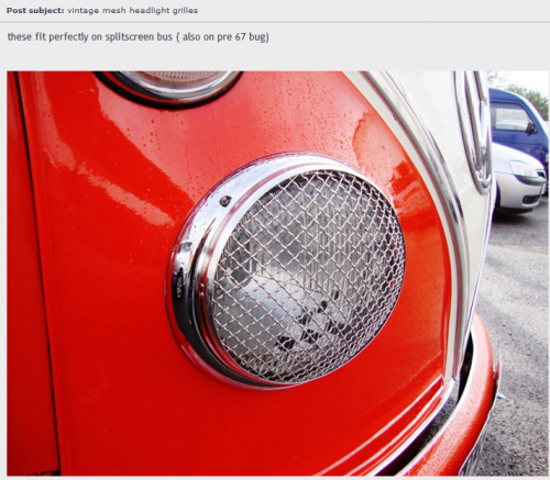 Vintage Mesh Headlight Grilles/Stoneguard for Split Screen Beetle Porsche 356 Stainless Steel