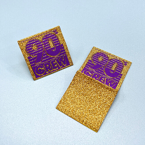 Custom Metalic Yarn Center Fold Hem Label