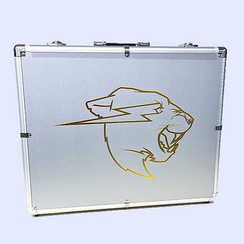 Custom Aluminium Briefcase Metal Luggage Box With Gold Print Logo