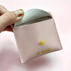 PU Leather Envelope Pouch Bag With Gold Printed Logo