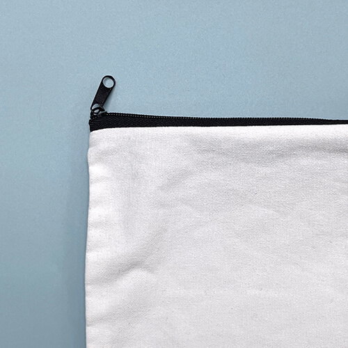 Custom Canvas Zipper Bag With Black Logo Print