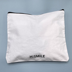 Custom Canvas Zipper Bag With Black Logo Print