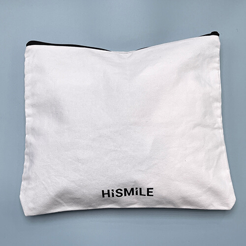 Custom Canvas Zipper Bag With Black Logo Print