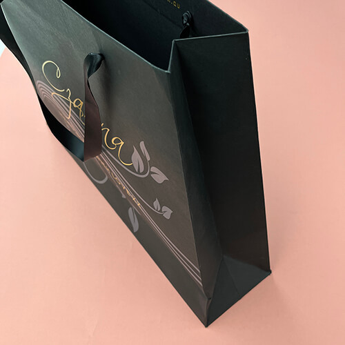 Custom Black Paper Bag With Gold Foil Logo