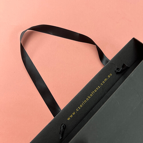 Custom Black Paper Bag With Gold Foil Logo