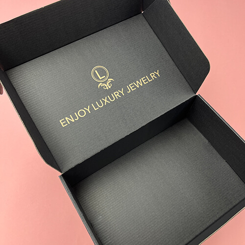 Samll Size Black Shipping Box With Gold Print