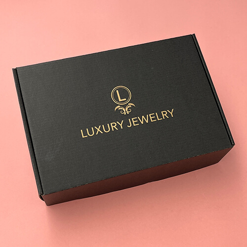 Samll Size Black Shipping Box With Gold Print